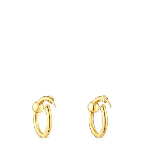 Pendientes con baño de oro 18 kt sobre plata doble círculo Plump^TOUS
