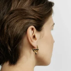 Pendientes con baño de oro 18 kt sobre plata y ónix MANIFESTO^TOUS Sale