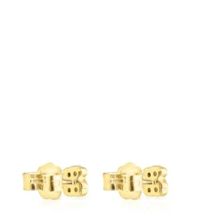Pendientes con baño de oro 18 kt sobre plata y oso de cromodiópsidos New Motif^TOUS Best