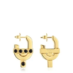 Pendientes con baño de oro 18 kt sobre plata y ónix MANIFESTO^TOUS