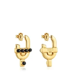 Pendientes con baño de oro 18 kt sobre plata y ónix MANIFESTO^TOUS