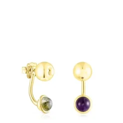Pendientes con baño de oro 18 kt sobre plata y gemas Plump^TOUS New