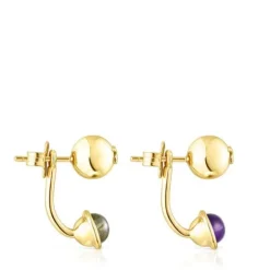 Pendientes con baño de oro 18 kt sobre plata y gemas Plump^TOUS New