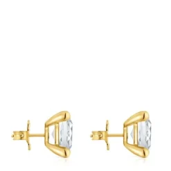 Pendientes con baño de oro 18 kt sobre plata y cuarzo cristal de roca Color White^TOUS Outlet