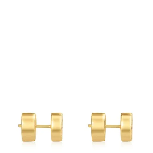 Pendientes corazón con baño de oro 18 kt sobre plata y rodolitas 1950^TOUS Sale