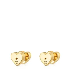 Pendientes corazón con baño de oro 18 kt sobre plata y rodolitas 1950^TOUS Sale