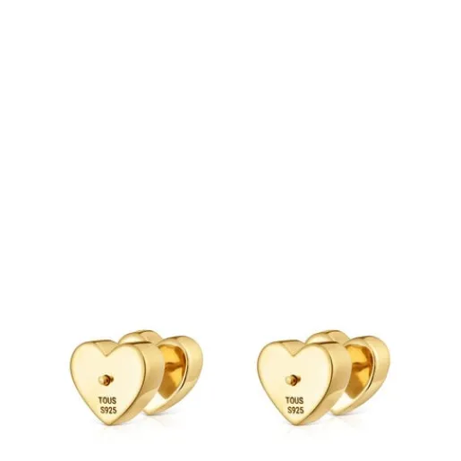 Pendientes corazón con baño de oro 18 kt sobre plata y rodolitas 1950^TOUS Sale