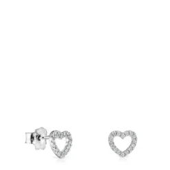 Pendientes corazón de oro blanco con diamantes Les Classiques^TOUS Best