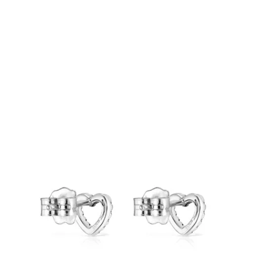 Pendientes corazón de oro blanco con diamantes Les Classiques^TOUS Best