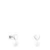 Pendientes corazón de plata y perla Puppies^TOUS New