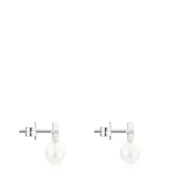 Pendientes corazón de plata y perla Puppies^TOUS New