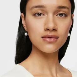 Pendientes cortos bolas con baño de oro 18 kt sobre plata y perla Gloss^TOUS Discount
