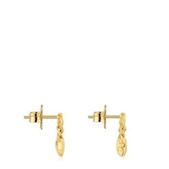 Pendientes cortos con baño de oro 18 kt sobre plata y motivos Bold Motif^TOUS Outlet