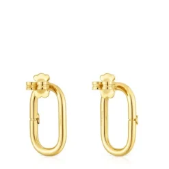 Pendientes cortos con baño de oro 18 kt sobre plata Hold Oval^TOUS New