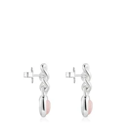 Pendientes cortos corazón de plata y calcedonia Bold Motif^TOUS Clearance