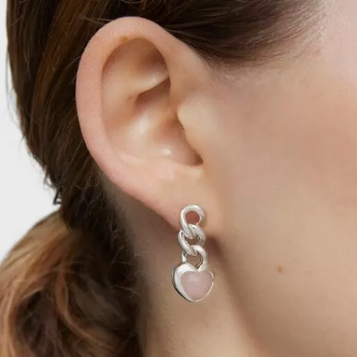 Pendientes cortos corazón de plata y calcedonia Bold Motif^TOUS Clearance