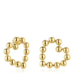 Pendientes cortos corazón con baño de oro 18 kt sobre plata Sugar Party^TOUS Discount