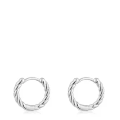 Pendientes cortos de aro trenzado de plata 10 mm Basics^TOUS Hot