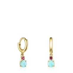 Pendientes cortos de con amazonita y rubí Mini Ivette^TOUS
