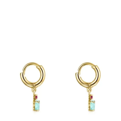 Pendientes cortos de con amazonita y rubí Mini Ivette^TOUS
