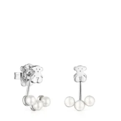 Pendientes cortos de plata con perlas Nocturne^TOUS Online