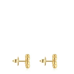 Pendientes cortos flor con baño de oro 18 kt sobre plata y iolita Sugar Party^TOUS