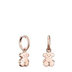Pendientes cortos oso con baño de oro rosa 18 kt sobre plata Sweet Dolls^TOUS Online