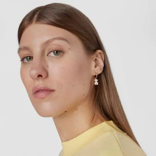 Pendientes cortos oso con baño de oro rosa 18 kt sobre plata Sweet Dolls^TOUS Online