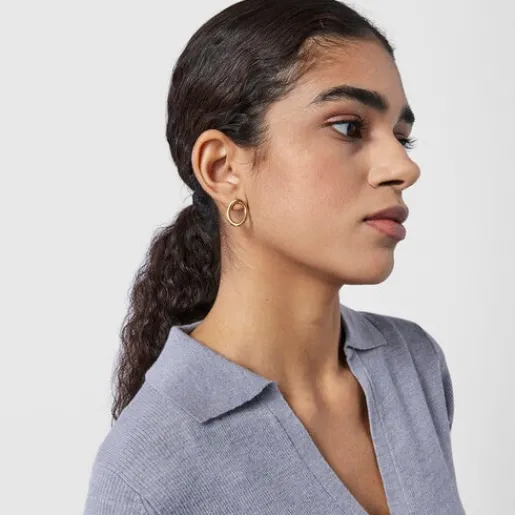 Pendientes círculo con baño de oro 18 kt sobre plata Hav^TOUS Outlet
