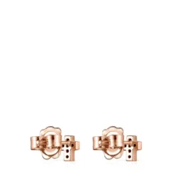 Pendientes cruz con baño de oro rosa 18 kt sobre plata y espinelas Motif^TOUS New