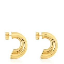 Pendientes de aro con baño de oro 18 kt sobre plata y motivo oso 1950^TOUS Outlet