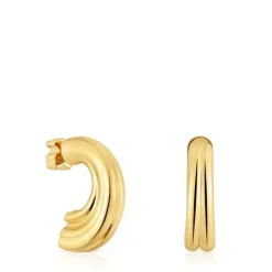 Pendientes de aro con baño de oro 18 kt sobre plata y motivo oso 1950^TOUS Outlet