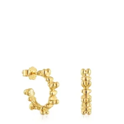 Pendientes de aro con baño de oro 18 kt sobre plata 12 mm Bold Bear^TOUS Hot
