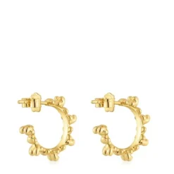 Pendientes de aro con baño de oro 18 kt sobre plata 12 mm Bold Bear^TOUS Hot