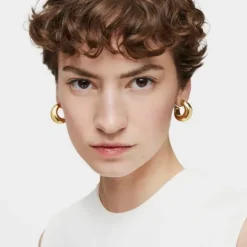 Pendientes de aro con baño de oro de 18 kt sobre plata Galia Basics^TOUS New