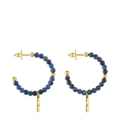 Pendientes de aro con baño de oro 18 kt sobre plata y sodalita MANIFESTO^TOUS New