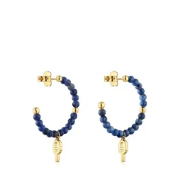 Pendientes de aro con baño de oro 18 kt sobre plata y sodalita MANIFESTO^TOUS New