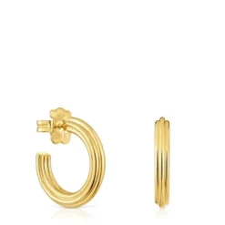 Pendientes de aro con baño de oro 18 kt sobre plata y motivo flor 1950^TOUS Outlet