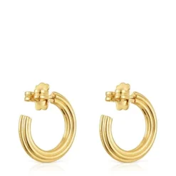 Pendientes de aro con baño de oro 18 kt sobre plata y motivo flor 1950^TOUS Outlet