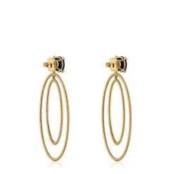 Pendientes de aro con baño de oro 18 kt sobre plata y ónix Cachito Mío^TOUS Clearance