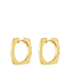 Pendientes de aro cortos con baño de oro 18 kt sobre plata y gemas Basic Colors^TOUS Discount