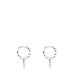 Pendientes de aro cortos oso de oro blanco con diamantes Grain^TOUS