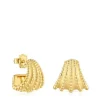 Pendientes de aro cortos con baño de oro de 18 kt sobre plata Grain^TOUS Online