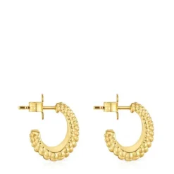 Pendientes de aro cortos con baño de oro de 18 kt sobre plata Grain^TOUS Online