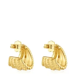 Pendientes de aro cortos con baño de oro de 18 kt sobre plata Grain^TOUS Online