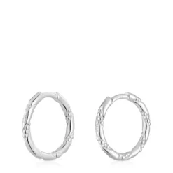 Pendientes de aro de plata 12 mm Twisted^TOUS
