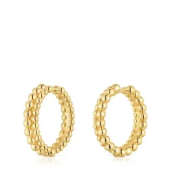 Pendientes de aro doble con baño de oro de 18 kt sobre plata Gloss^TOUS