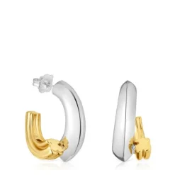 Pendientes de aro largo bicolor con motivo oso 1950^TOUS Discount