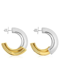 Pendientes de aro largo bicolor con motivo oso 1950^TOUS Discount