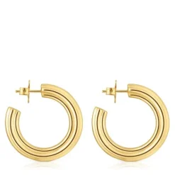 Pendientes de aro largos con baño de oro 18 kt sobre plata y motivo flor 1950^TOUS Sale